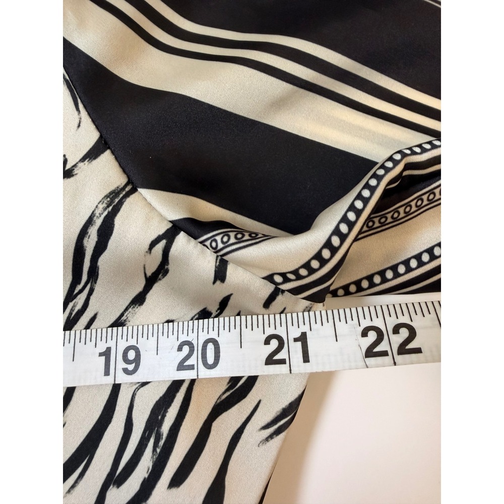 Drew Silk Wrap Blouse Black Cream Excellent Mixed Print Tiger Stripe - Picture 5 of 6